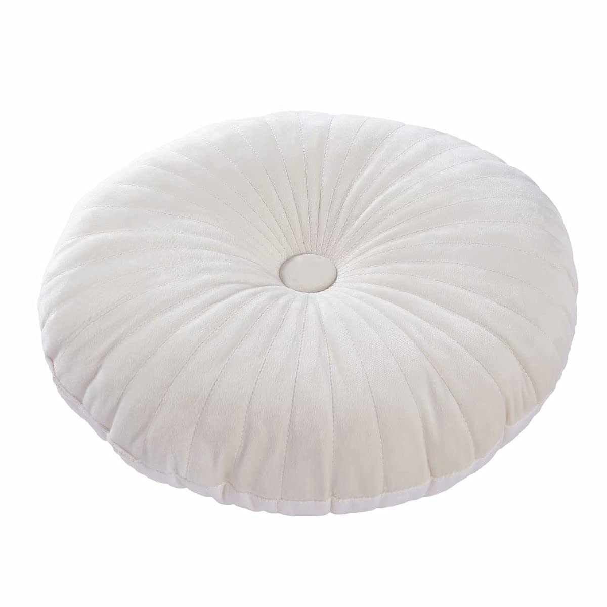 HLOVME Round Pillow Cushion for Couch Velvet Decorative Small Throw Pillow Solid Color for Living Room Bed Floor 13.7”, Green