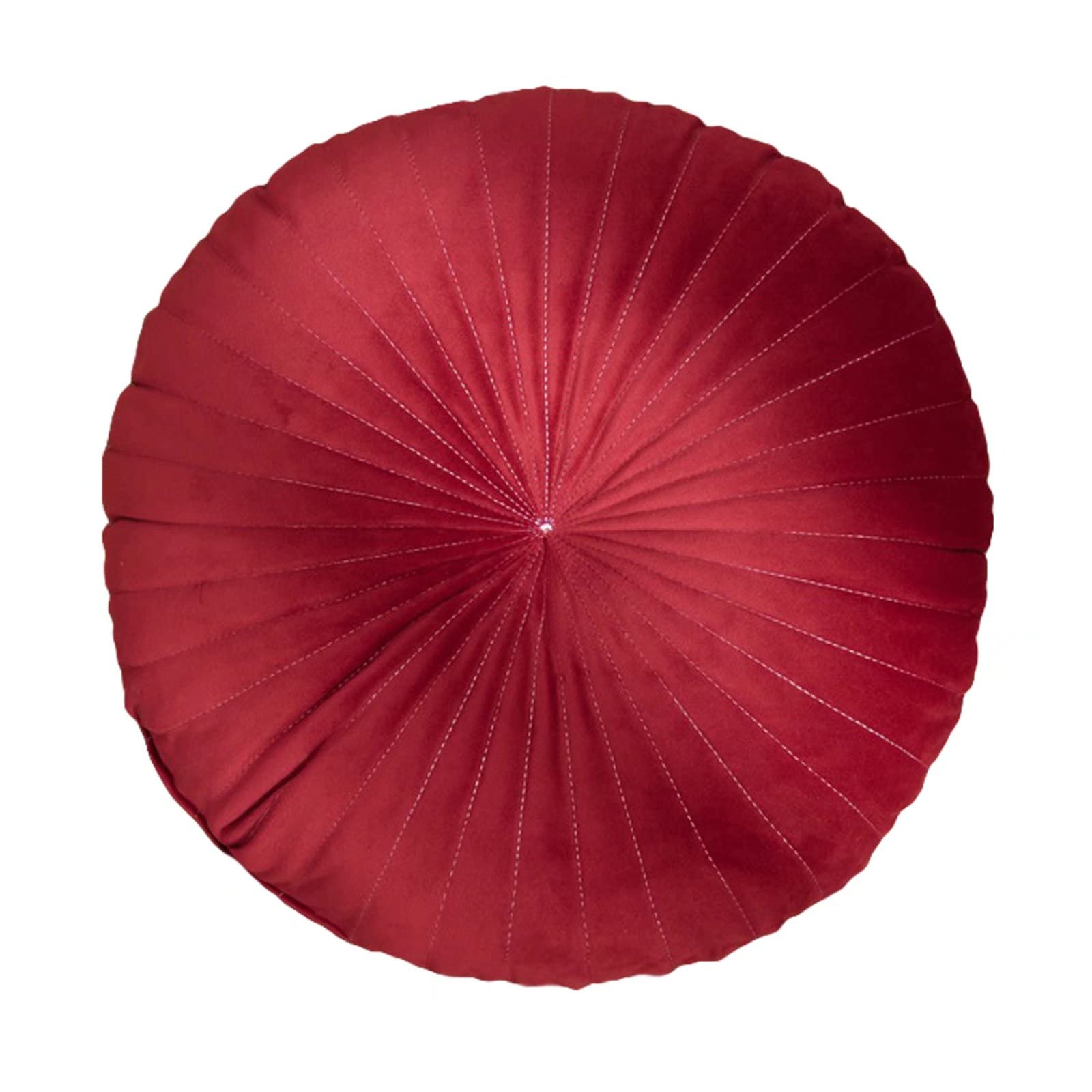HLOVME Round Pillow Cushion for Couch Velvet Decorative Small Throw Pillow Solid Color for Living Room Bed Floor 13.7”, Green