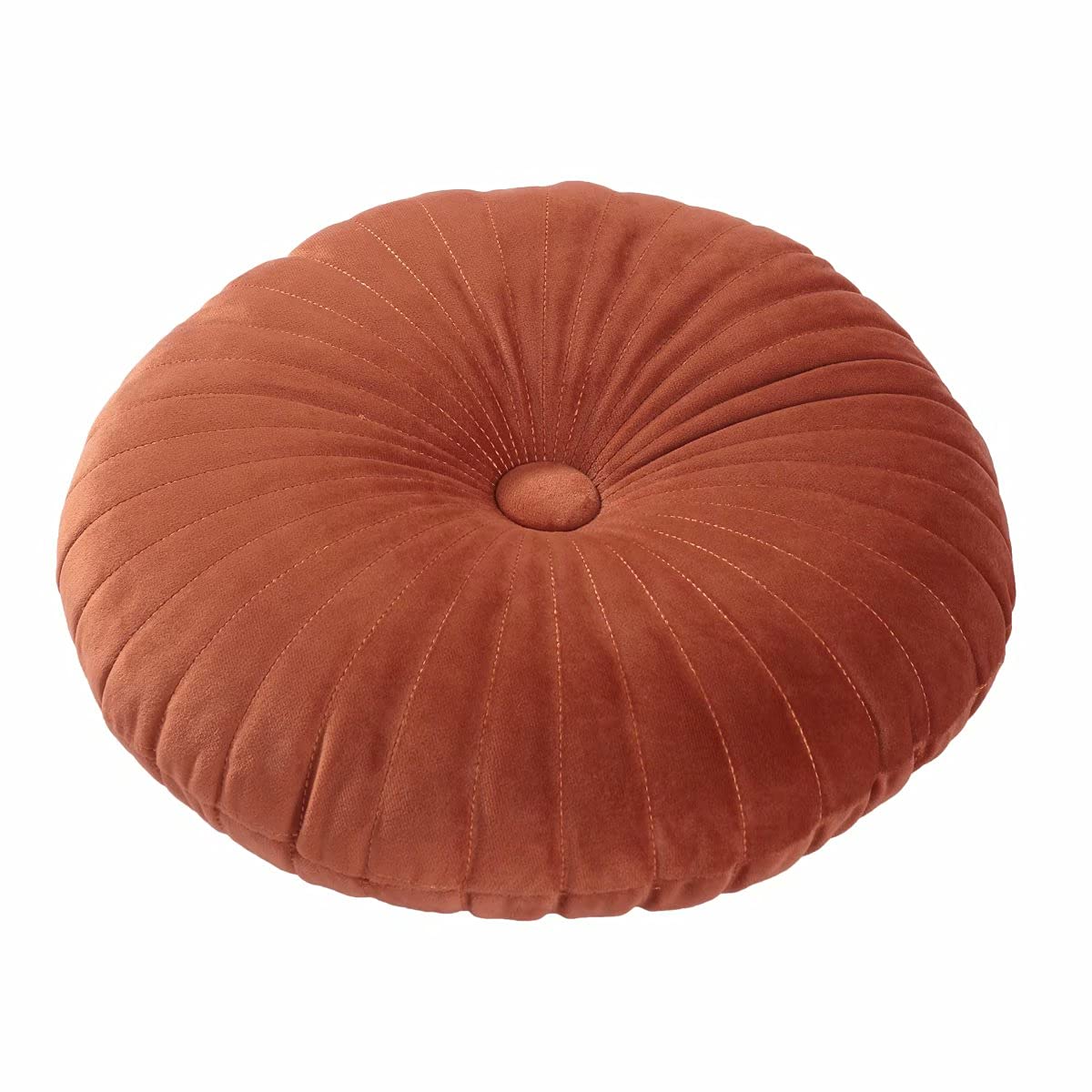HLOVME Round Pillow Cushion for Couch Velvet Decorative Small Throw Pillow Solid Color for Living Room Bed Floor 13.7”, Green