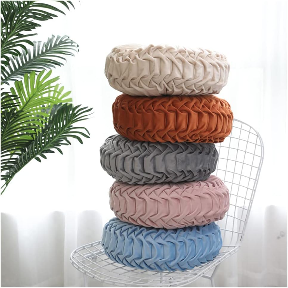 Baiyuruodie Round Velvet Pillow, Sofa Bed Bedroom Decorative Throw Pillow (38cm, Dark Purple)