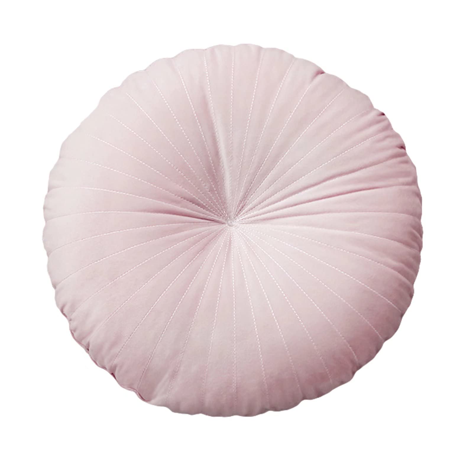 HLOVME Round Pillow Cushion for Couch Velvet Decorative Small Throw Pillow Solid Color for Living Room Bed Floor 13.7”, Green