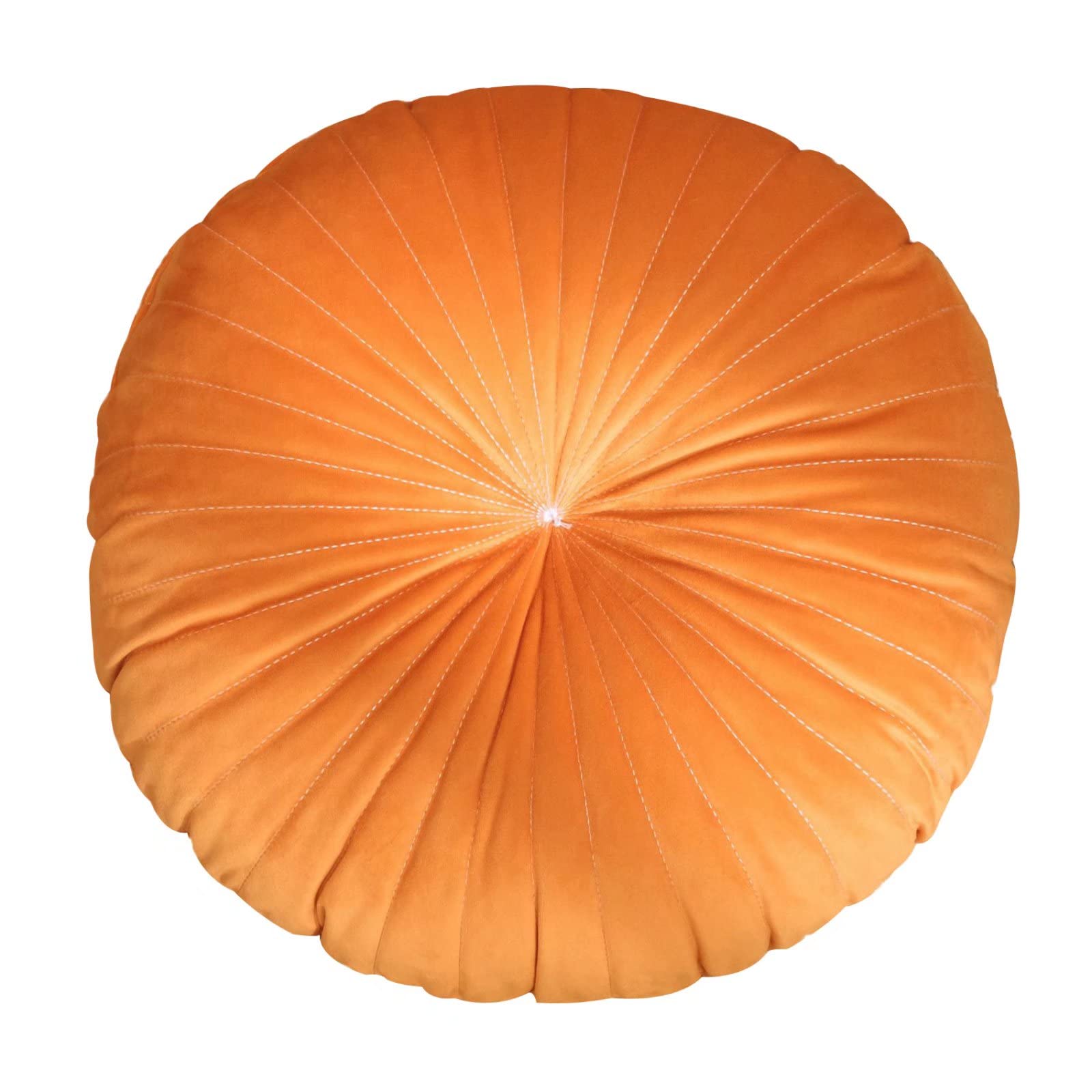 HLOVME Round Pillow Cushion for Couch Velvet Decorative Small Throw Pillow Solid Color for Living Room Bed Floor 13.7”, Green