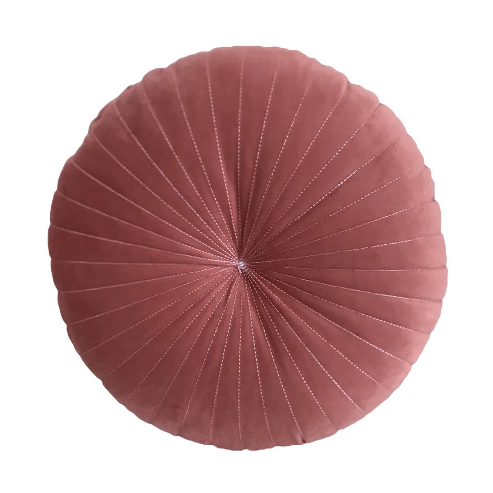 HLOVME Round Pillow Cushion for Couch Velvet Decorative Small Throw Pillow Solid Color for Living Room Bed Floor 13.7”, Green