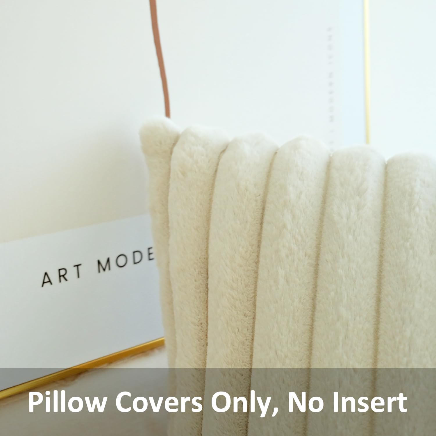 JOJUSIS Pack of 2 Faux Fur Plush Decorative Throw Pillow Covers Couch Cushion Case Soft Pillowcases (Beige, 18 x 18 Inch)