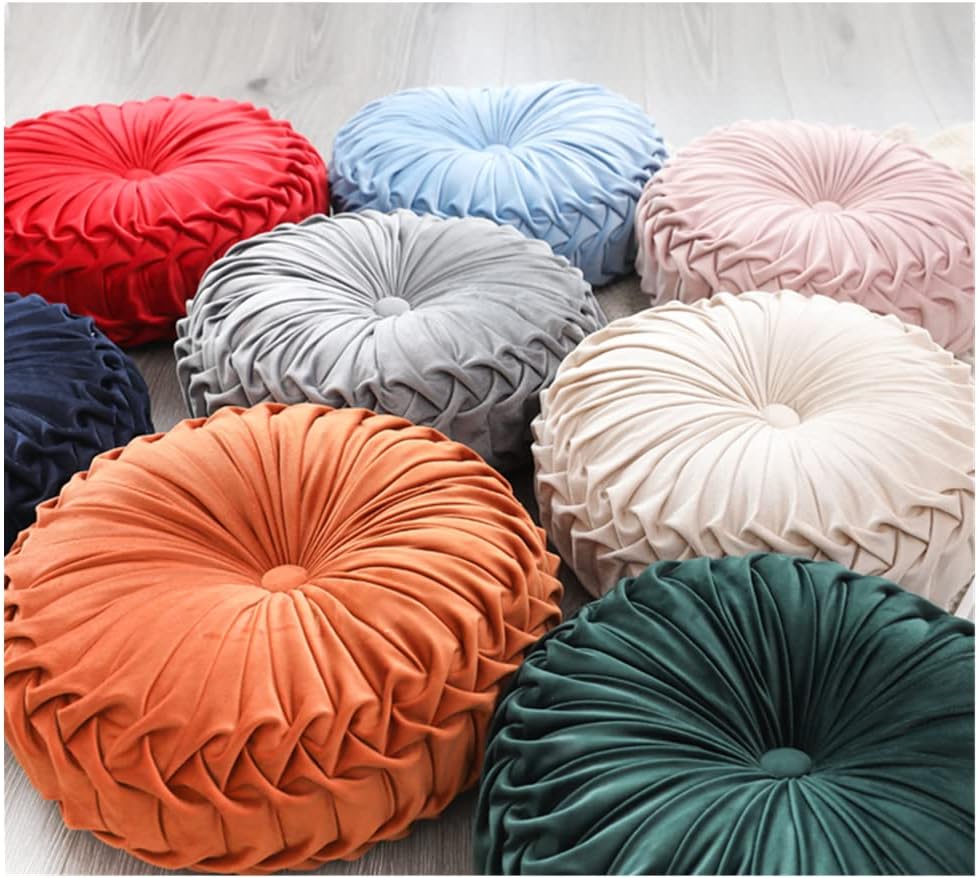 Baiyuruodie Round Velvet Pillow, Sofa Bed Bedroom Decorative Throw Pillow (38cm, Blue)