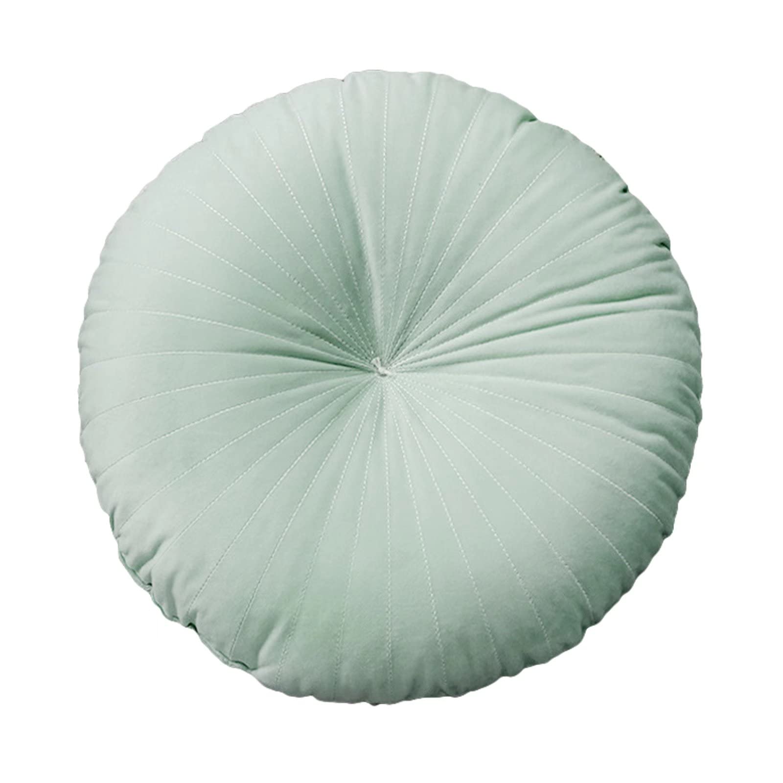 HLOVME Round Pillow Cushion for Couch Velvet Decorative Small Throw Pillow Solid Color for Living Room Bed Floor 13.7”, Green