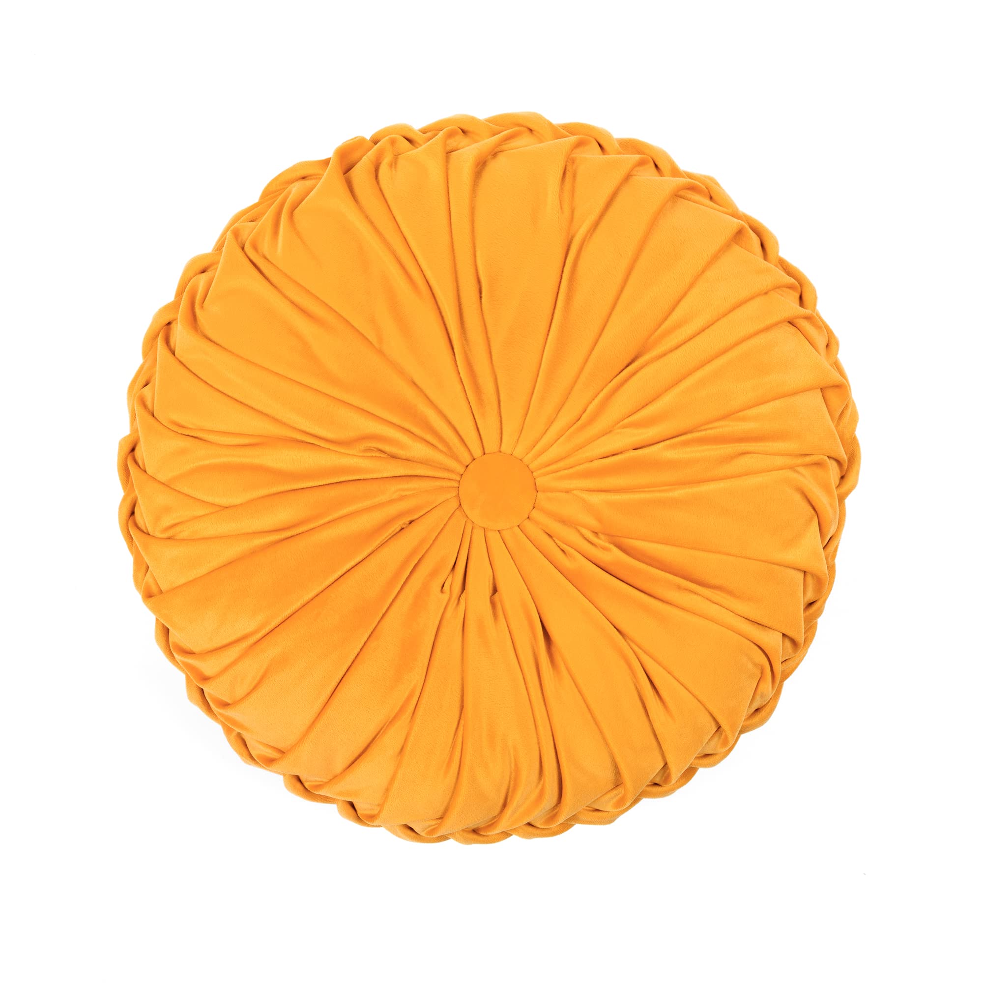 Lush Decor Round Pleated Soft Velvet Decorative Throw Pillow, 1 Count, 15" Diameter, Black - Plush Round Pillow, Seat Cushion, Decorative Pillows For Bed, Couch, Or Chair