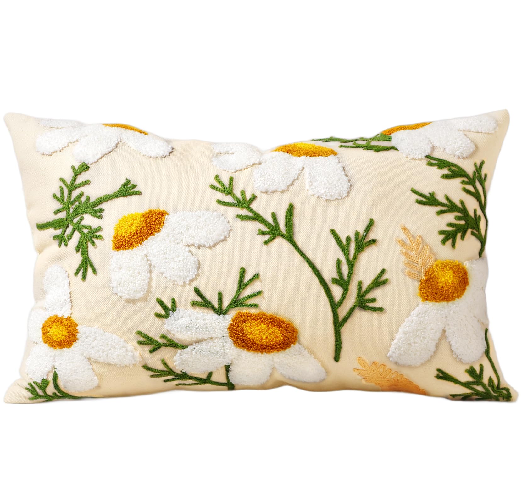 Embroidered Throw Pillow Cover - 18x18 Decorative Pillow Cover with Zipper Aesthetic Cute Design Boho Spring Summer Cozy Throw Pillowcase for Living Room Couch Sofa Bed, Plants