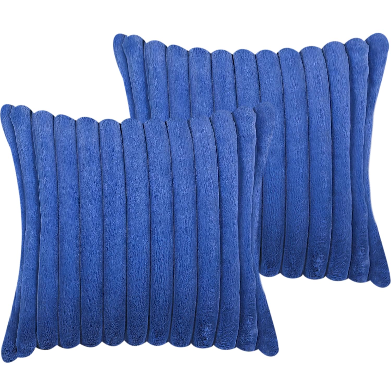 18x18 Throw Pillow Covers Set of 2, Decorative Faux Fur Covers for Bed, Couch Soft Fluffy Pillow Cover with Velvet Back for Living Room, Neutral Home Décor Accent for Sofa - Black