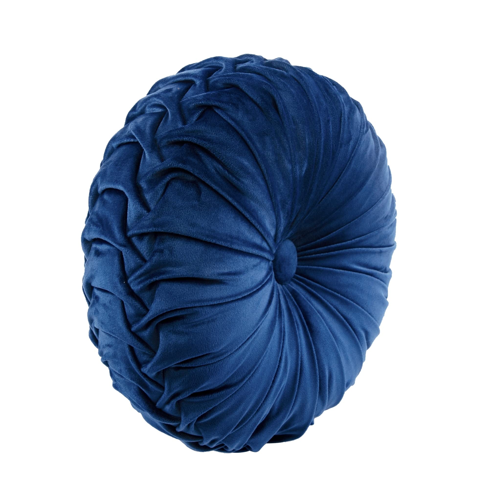 Lush Decor Round Pleated Soft Velvet Decorative Throw Pillow, 1 Count, 15" Diameter, Black - Plush Round Pillow, Seat Cushion, Decorative Pillows For Bed, Couch, Or Chair