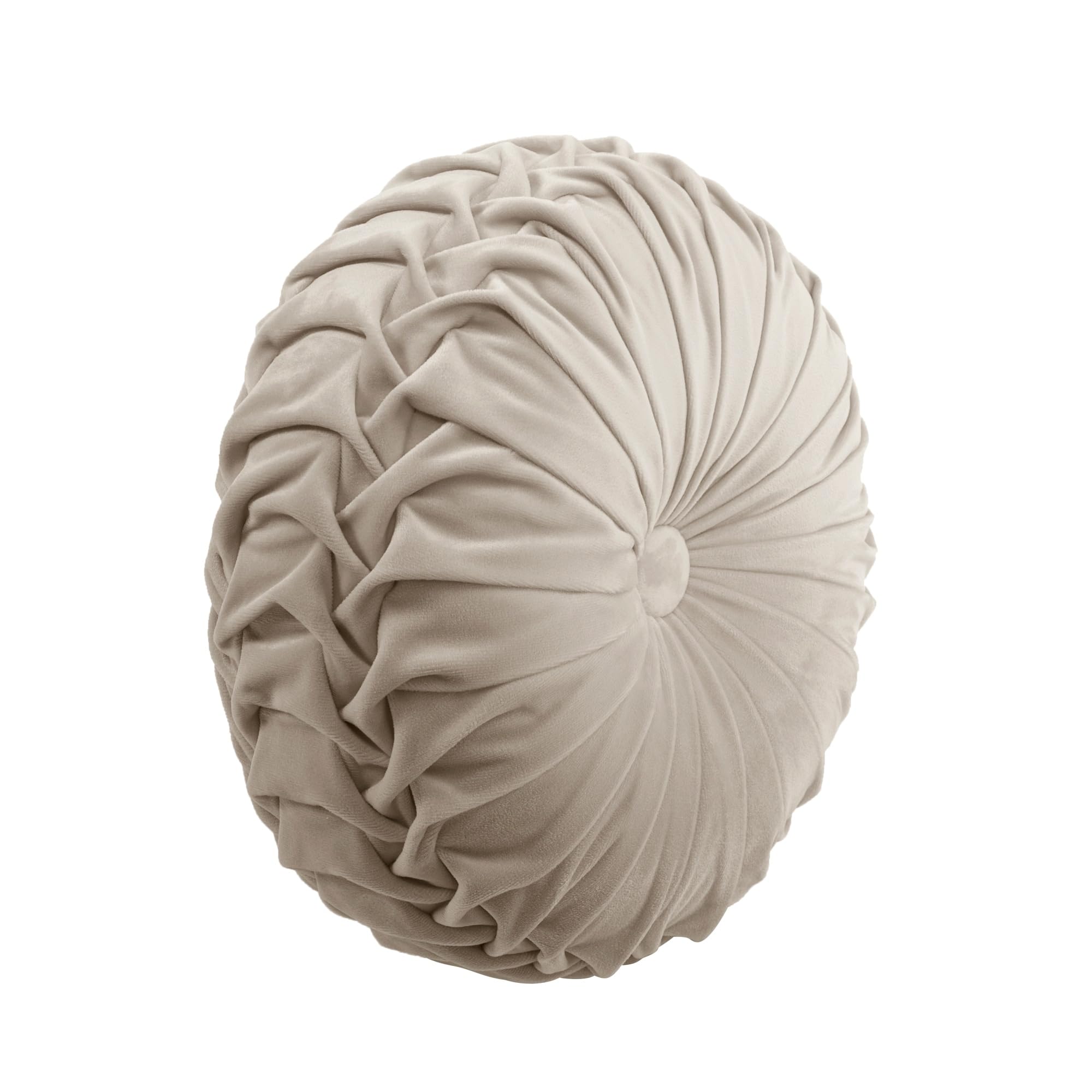 Lush Decor Round Pleated Soft Velvet Decorative Throw Pillow, 1 Count, 15" Diameter, Black - Plush Round Pillow, Seat Cushion, Decorative Pillows For Bed, Couch, Or Chair