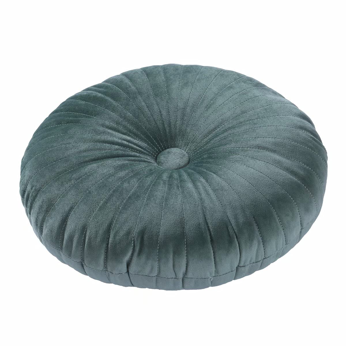 HLOVME Round Pillow Cushion for Couch Velvet Decorative Small Throw Pillow Solid Color for Living Room Bed Floor 13.7”, Green
