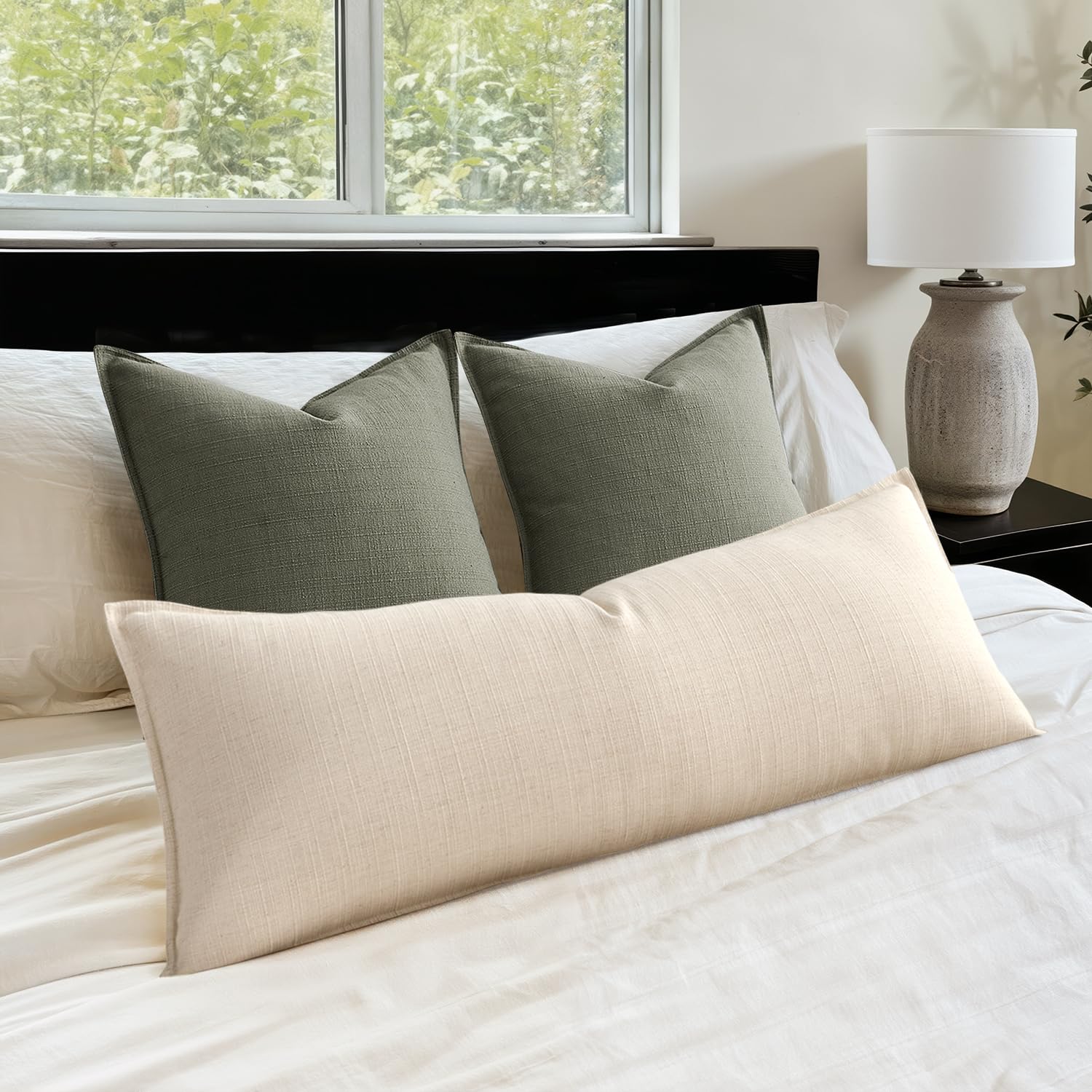 MIULEE Pack of 2 Thick Textured Couch Throw Pillow Covers, Navy Blue Decorative Pillow Covers 20x20, Neutral Linen Cushion Cases for Sofa Bed Living Room Modern Farmhouse Home Decor, No Filling