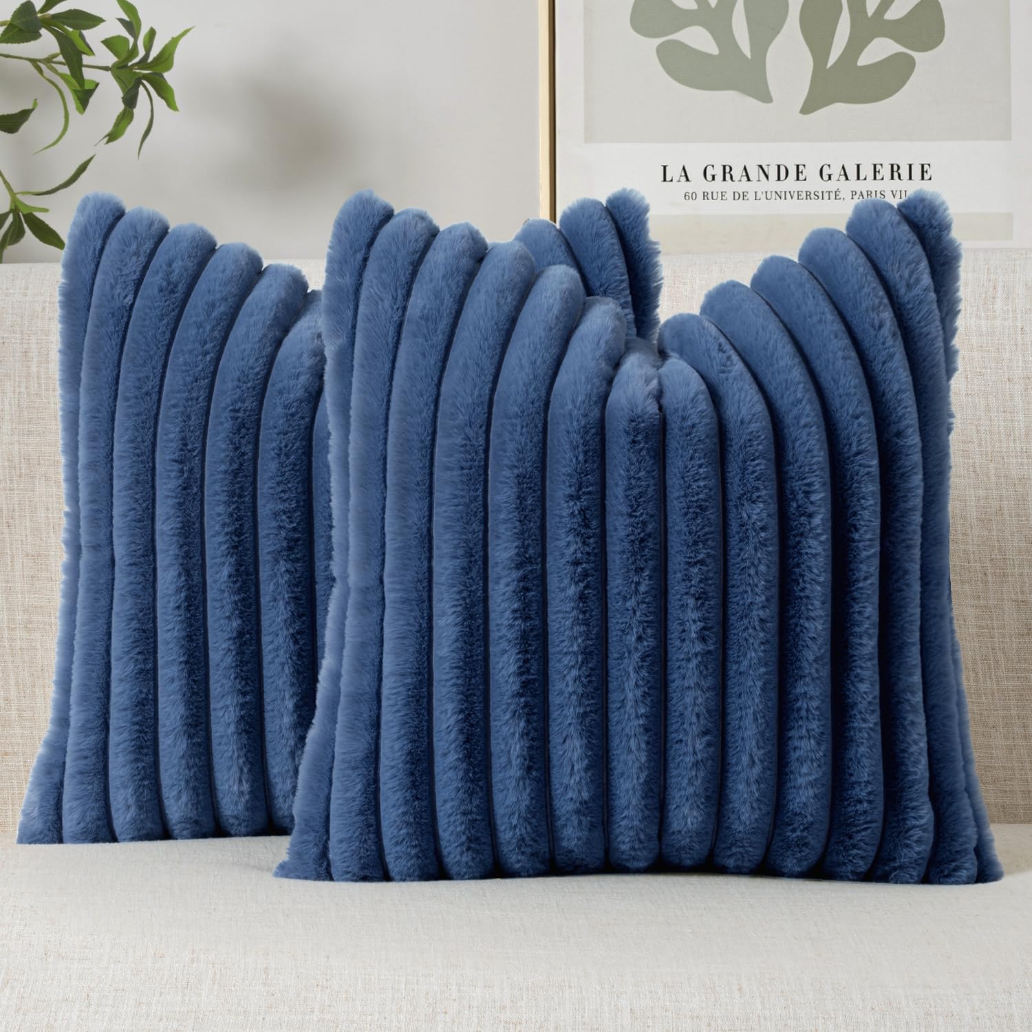 MIULEE Faux Fur Decorative Throw Pillow Covers 18x18 Inch Set of 2, Modern Spring Home Decor Soft Plush Couch Pillows Cozy Fluffy Cushion Covers for Sofa Bed Sage Green