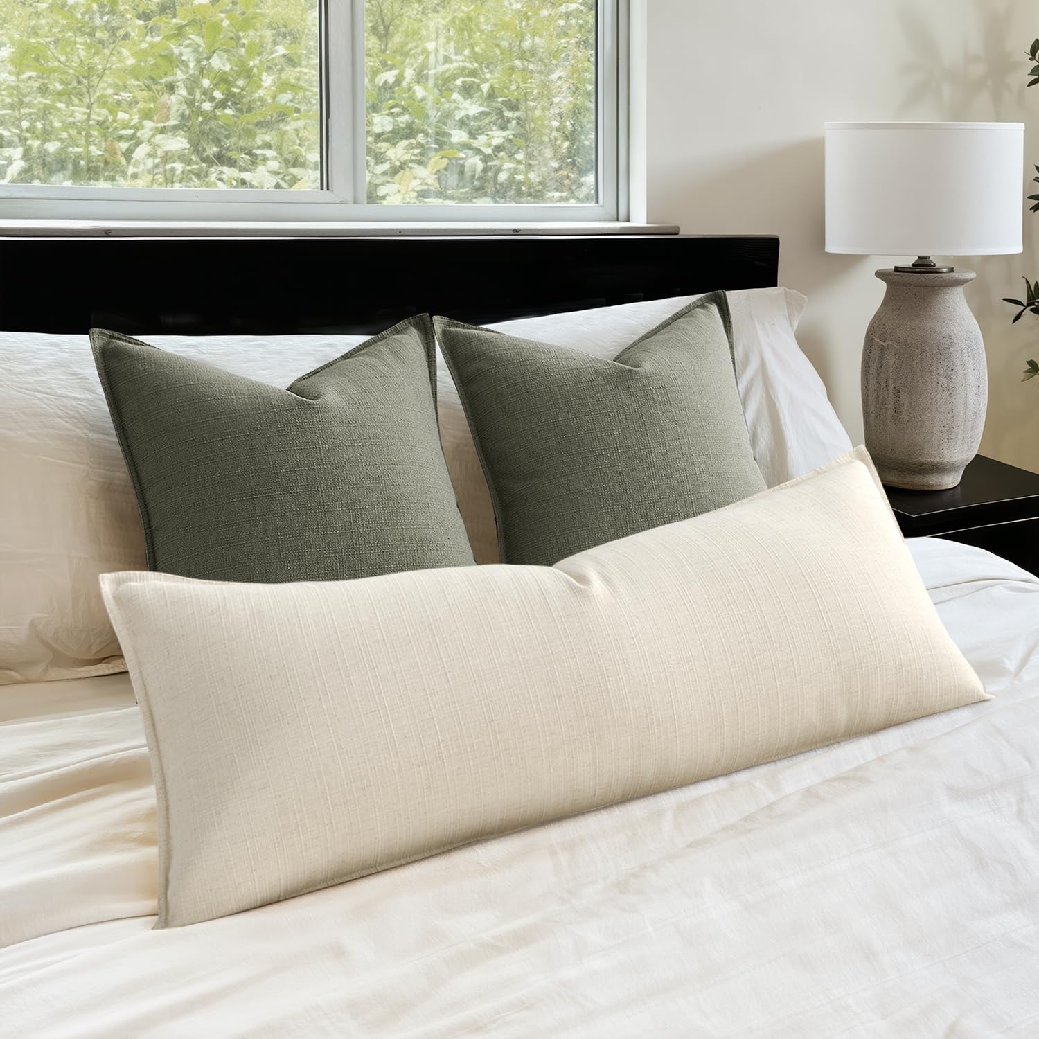 MIULEE Pack of 2 Thick Textured Couch Throw Pillow Covers, Navy Blue Decorative Pillow Covers 20x20, Neutral Linen Cushion Cases for Sofa Bed Living Room Modern Farmhouse Home Decor, No Filling