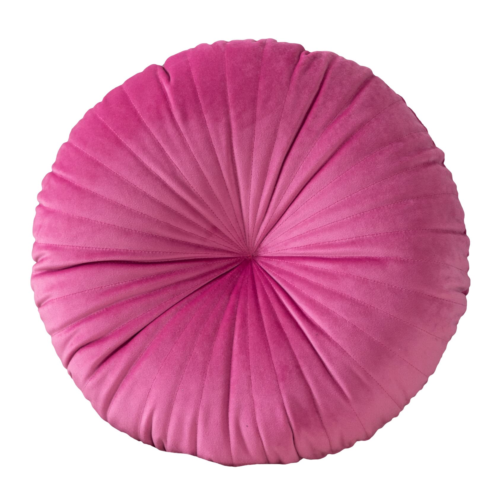 HLOVME Round Pillow Cushion for Couch Velvet Decorative Small Throw Pillow Solid Color for Living Room Bed Floor 13.7”, Green