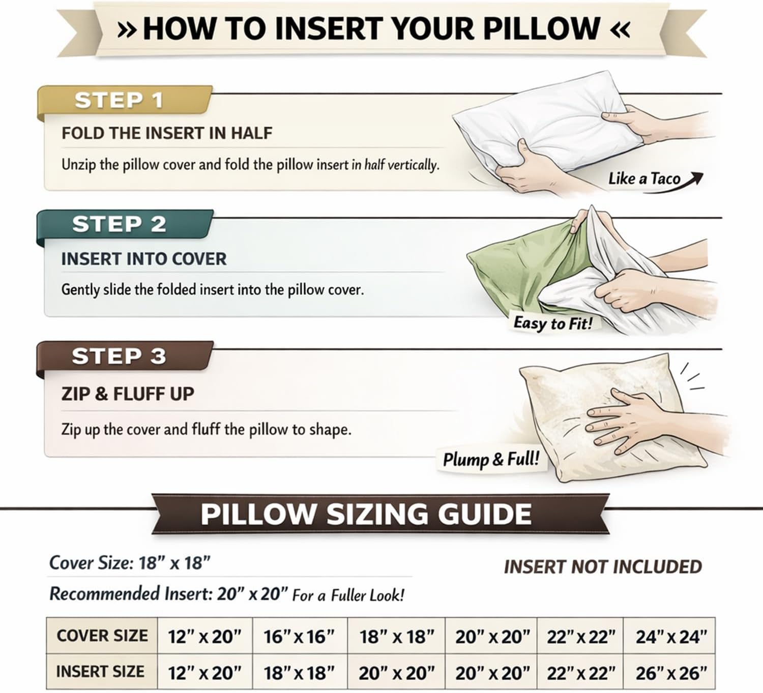 Meekio Set of 2 Ivory Throw Pillow Covers 22x22, Modern Farmhouse Linen Blend Decorative Pillow Covers for Couch Sofa Bed, Neutral Home Decor