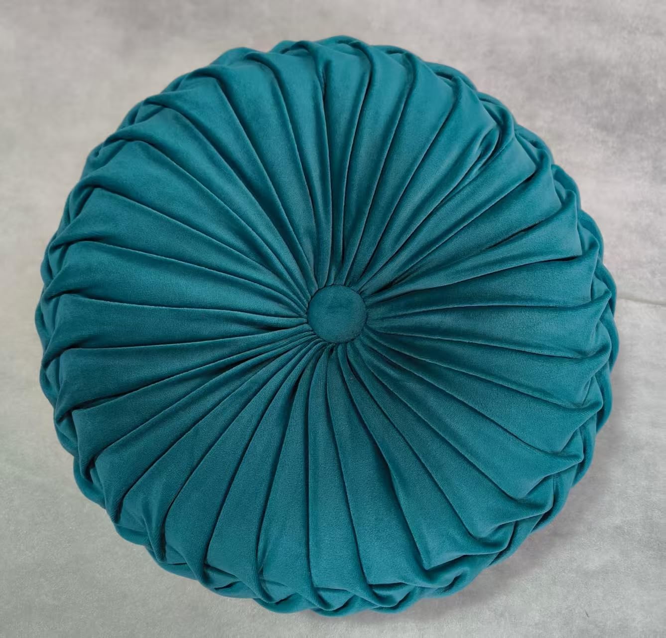 Round Throw Pillow Velvet 1 Pcs 14.17" Home Decoration Pleated 3D Pumpkin Pillow Cushion for Couch Chair Bed Car (Caramel Color)