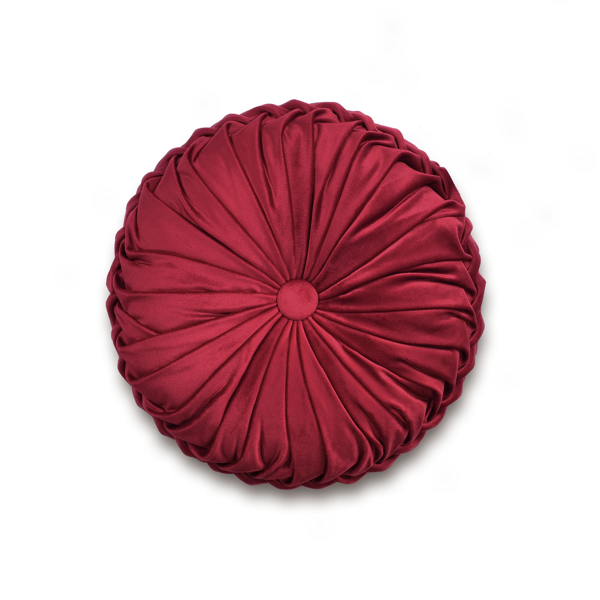 Lush Decor Round Pleated Soft Velvet Decorative Throw Pillow, 1 Count, 15" Diameter, Black - Plush Round Pillow, Seat Cushion, Decorative Pillows For Bed, Couch, Or Chair