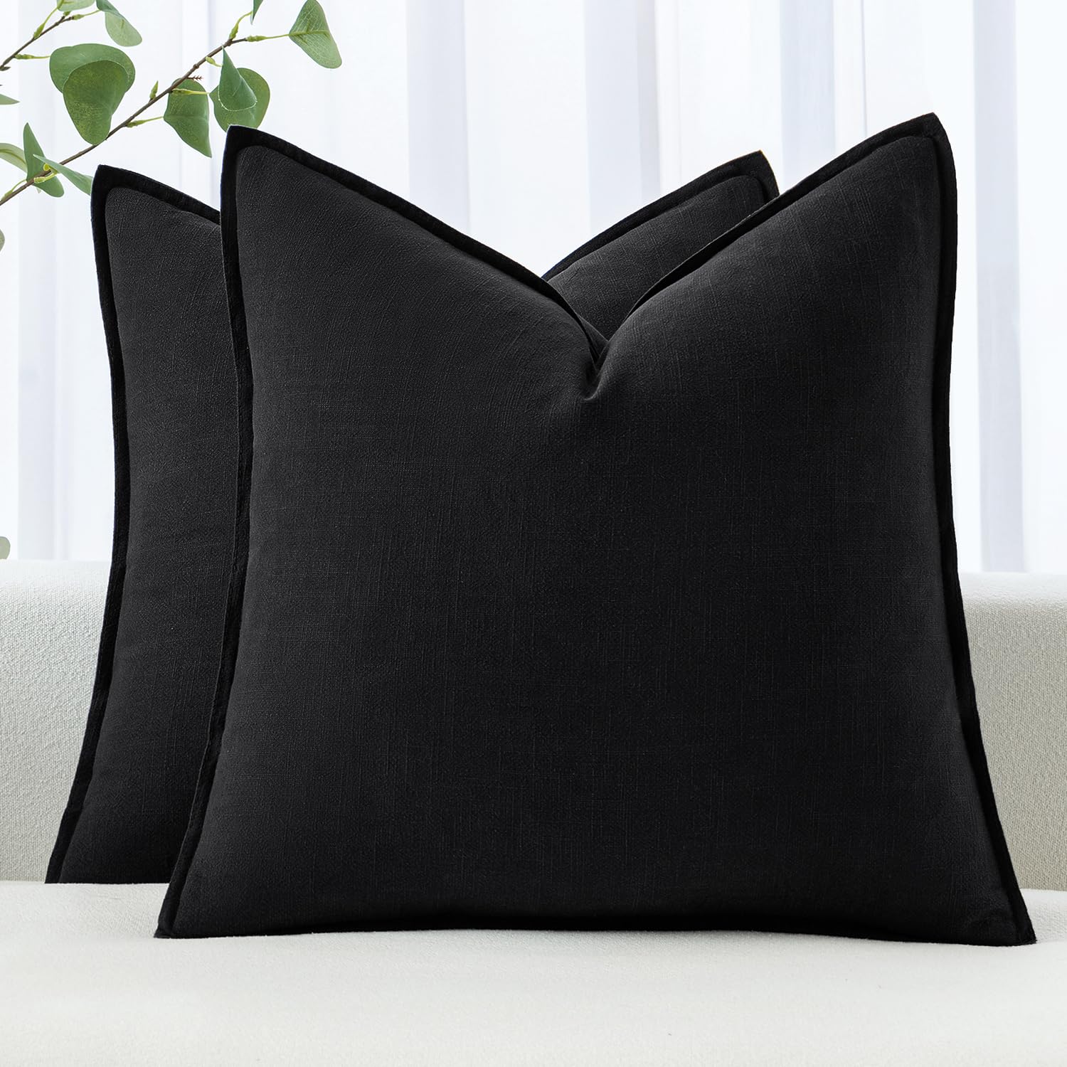 MIULEE Decorative Linen Pillow Covers 20x20 Inch Natural Beige Boho Farmhouse Neutral Couch Throw Pillows for Bed Pack of 2 Accent Modern Pillowcase Sofa Livingroom Home Decor