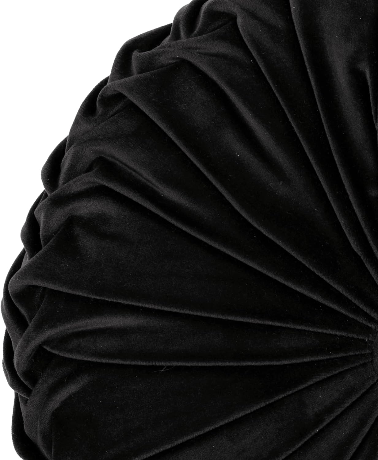 Lush Decor Round Pleated Soft Velvet Decorative Throw Pillow, 1 Count, 15" Diameter, Black - Plush Round Pillow, Seat Cushion, Decorative Pillows For Bed, Couch, Or Chair