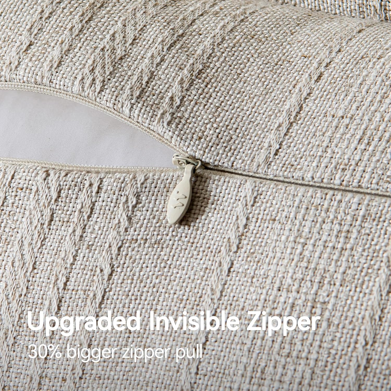 a moment Linen Pillow Covers Set of 2,Boho Farmhouse Throw Pillowcases Neutral Textured Decorative Covers for Couch Sofa Bed, Soft Linen Blend Accent Case Cushion Home Decor 18"x18" Beige Grey