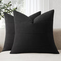 Decorative Linen Throw Pillow Covers 22x22 Set of 2 Solid handcrafted Striped Cushion Covers for Bed Soft Modern Farmhouse Neutral Pillowcase for Couch Bedroom Living Room Home Decor(Cream White)