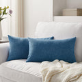 Meekio Set of 2 Ivory Throw Pillow Covers 22x22, Modern Farmhouse Linen Blend Decorative Pillow Covers for Couch Sofa Bed, Neutral Home Decor