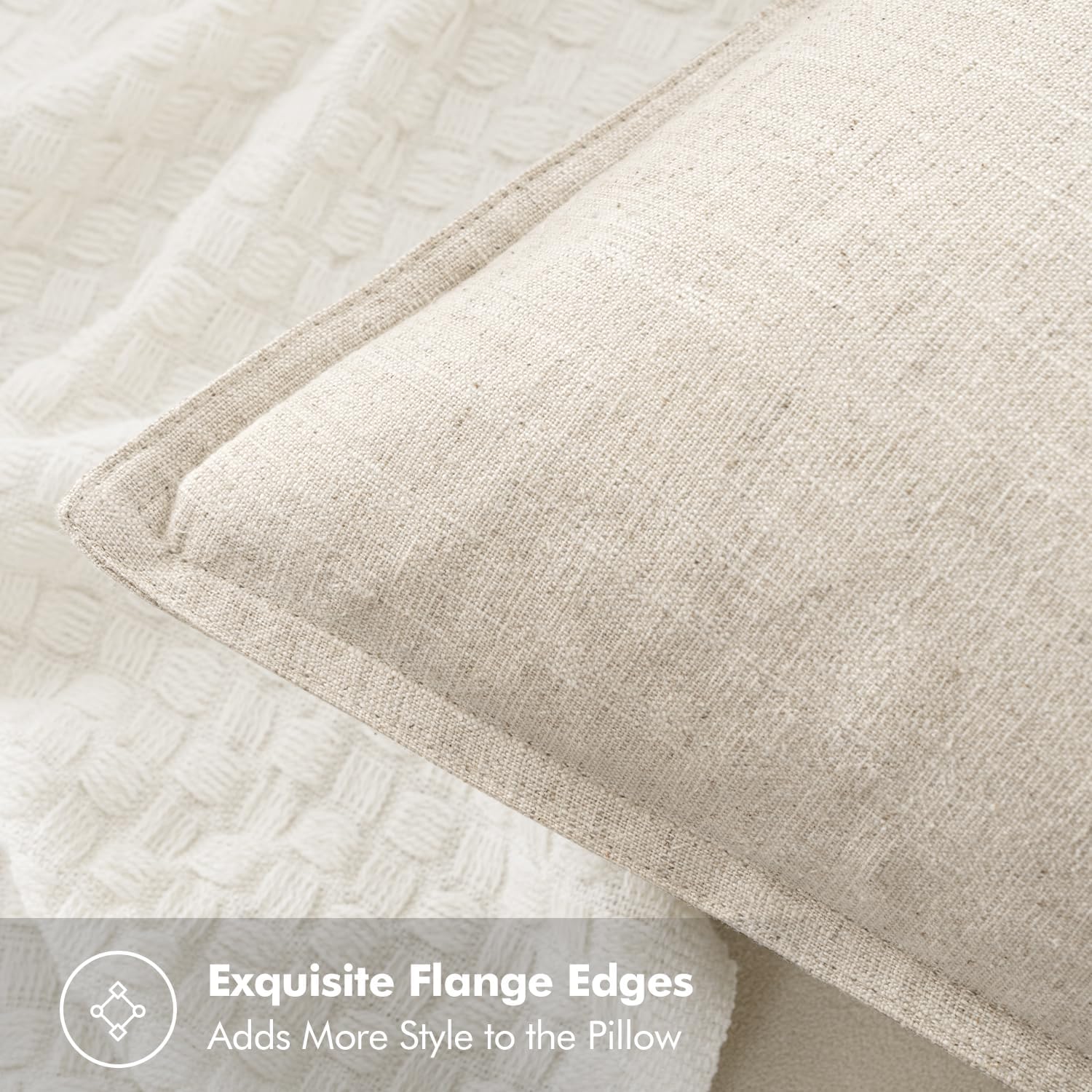 MIULEE Decorative Linen Pillow Covers 20x20 Inch Natural Beige Boho Farmhouse Neutral Couch Throw Pillows for Bed Pack of 2 Accent Modern Pillowcase Sofa Livingroom Home Decor