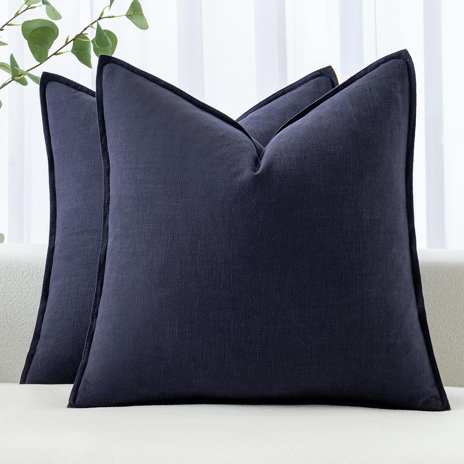 MIULEE Decorative Linen Pillow Covers 20x20 Inch Natural Beige Boho Farmhouse Neutral Couch Throw Pillows for Bed Pack of 2 Accent Modern Pillowcase Sofa Livingroom Home Decor