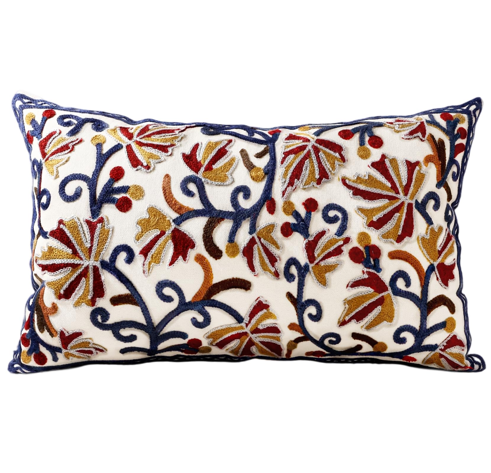 Embroidered Throw Pillow Cover - 18x18 Decorative Pillow Cover with Zipper Aesthetic Cute Design Boho Spring Summer Throw Pillowcase for Living Room Couch Sofa Bed, Flower Cats