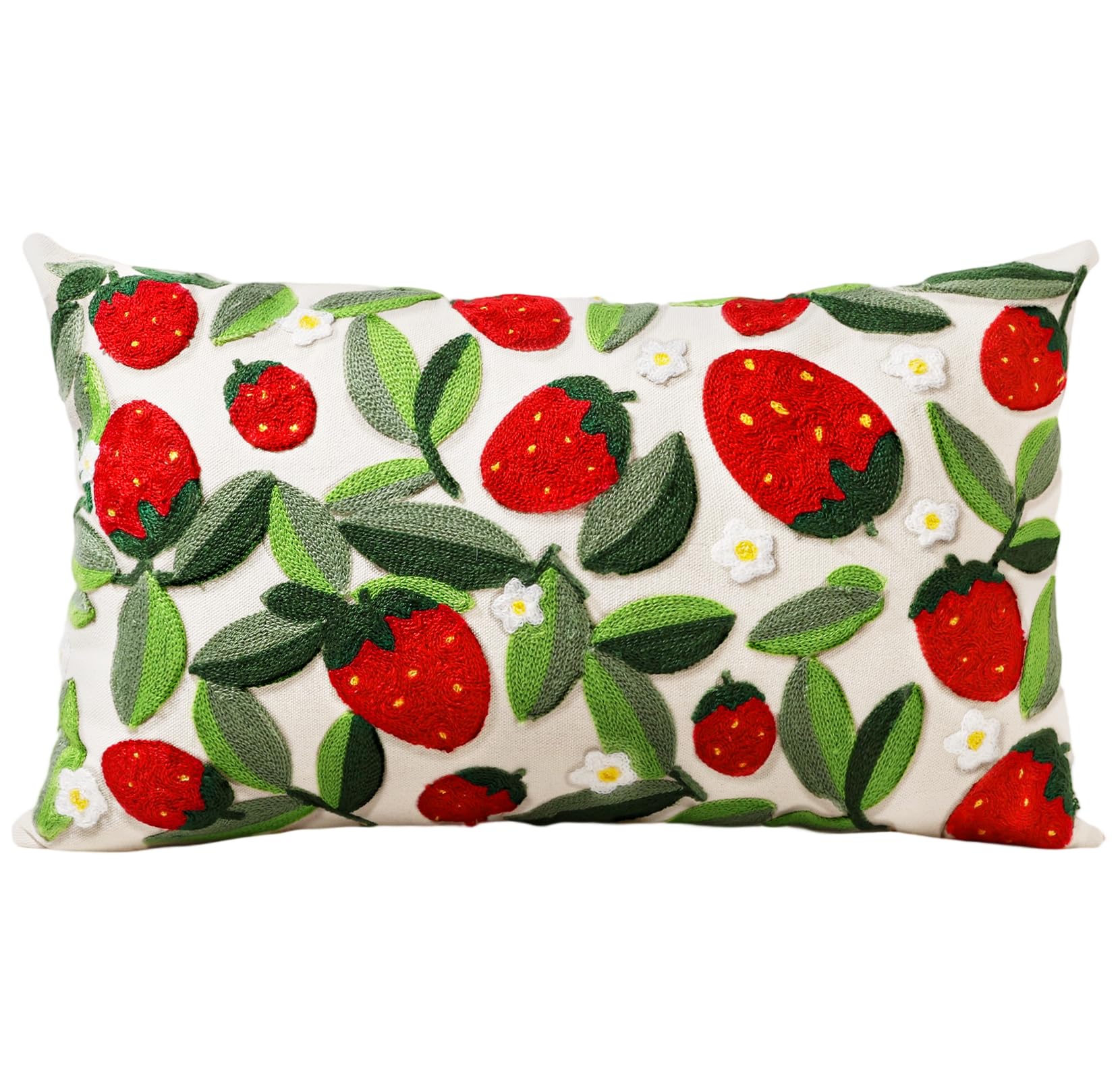 Embroidered Throw Pillow Cover - 18x18 Decorative Pillow Cover with Zipper Aesthetic Cute Design Boho Spring Summer Throw Pillowcase for Living Room Couch Sofa Bed, Flower Cats