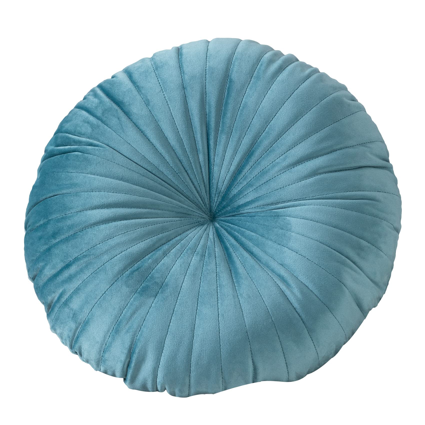 HLOVME Round Pillow Cushion for Couch Velvet Decorative Small Throw Pillow Solid Color for Living Room Bed Floor 13.7”, Green