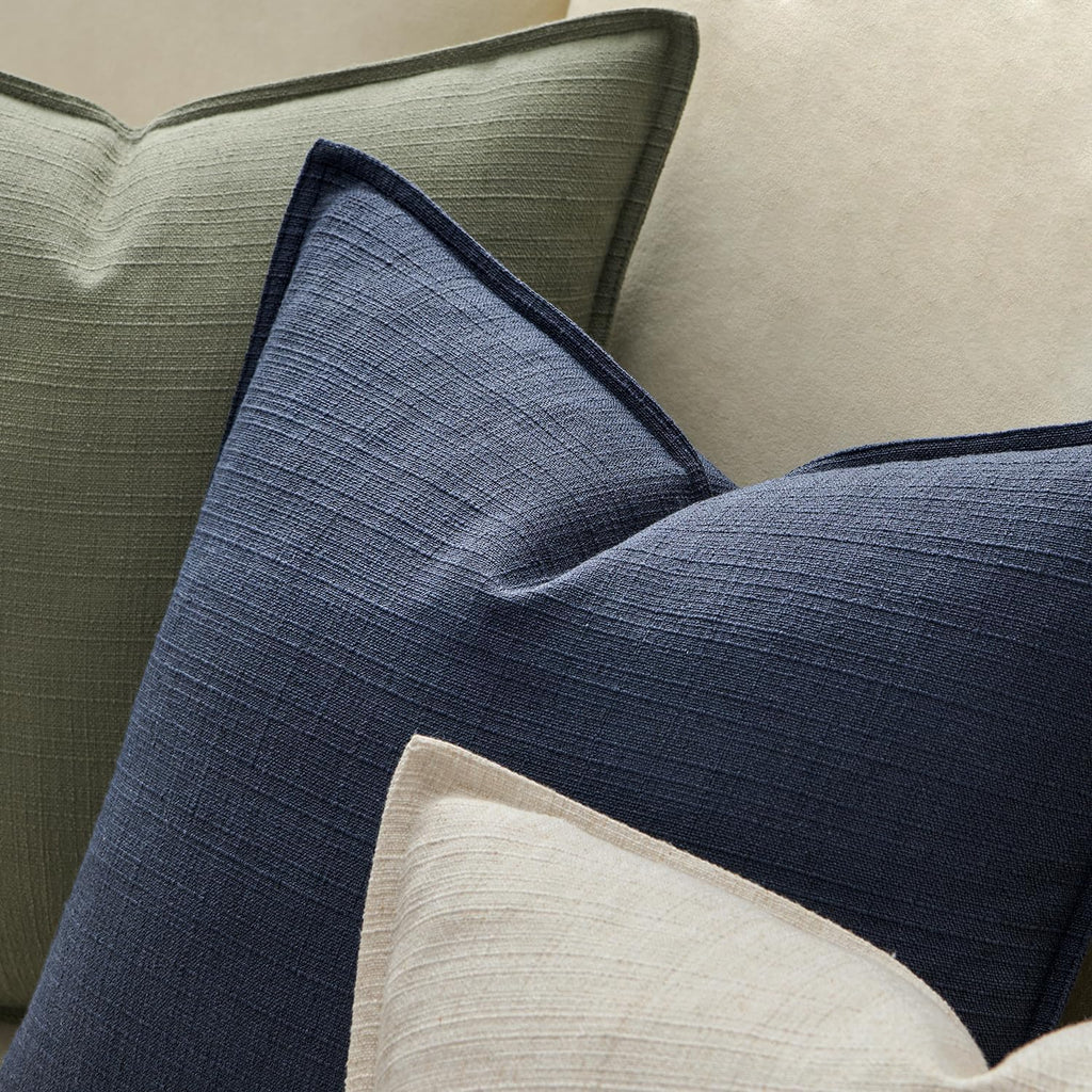 MIULEE Pack of 2 Thick Textured Couch Throw Pillow Covers, Navy Blue Decorative Pillow Covers 20x20, Neutral Linen Cushion Cases for Sofa Bed Living Room Modern Farmhouse Home Decor, No Filling