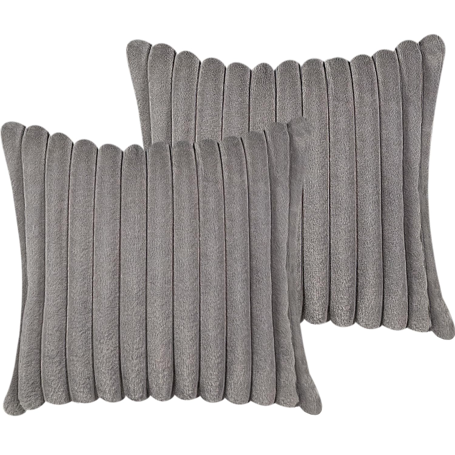 18x18 Throw Pillow Covers Set of 2, Decorative Faux Fur Covers for Bed, Couch Soft Fluffy Pillow Cover with Velvet Back for Living Room, Neutral Home Décor Accent for Sofa - Black