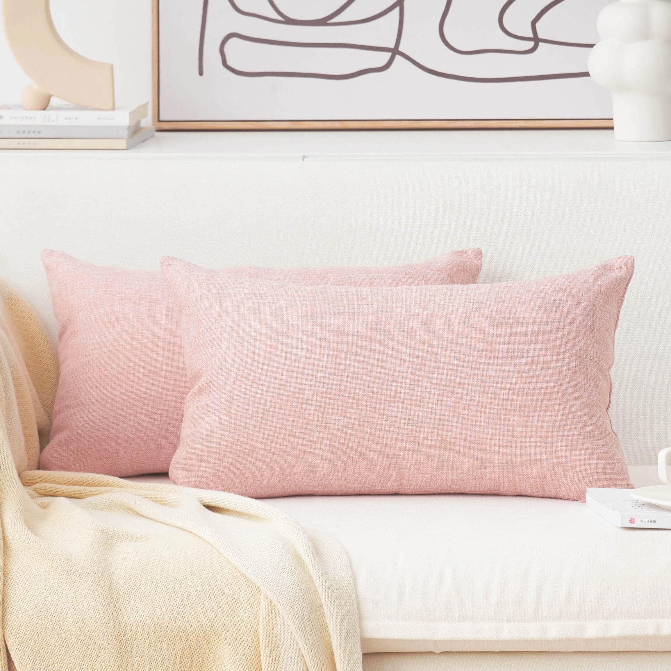 Home Brilliant Linen Pillow Covers 20x20 Textured Linen Pillow Case Cushion Covers for Sofa, 20 Inch, Set of 2, 50x50 cm, Natural Linen