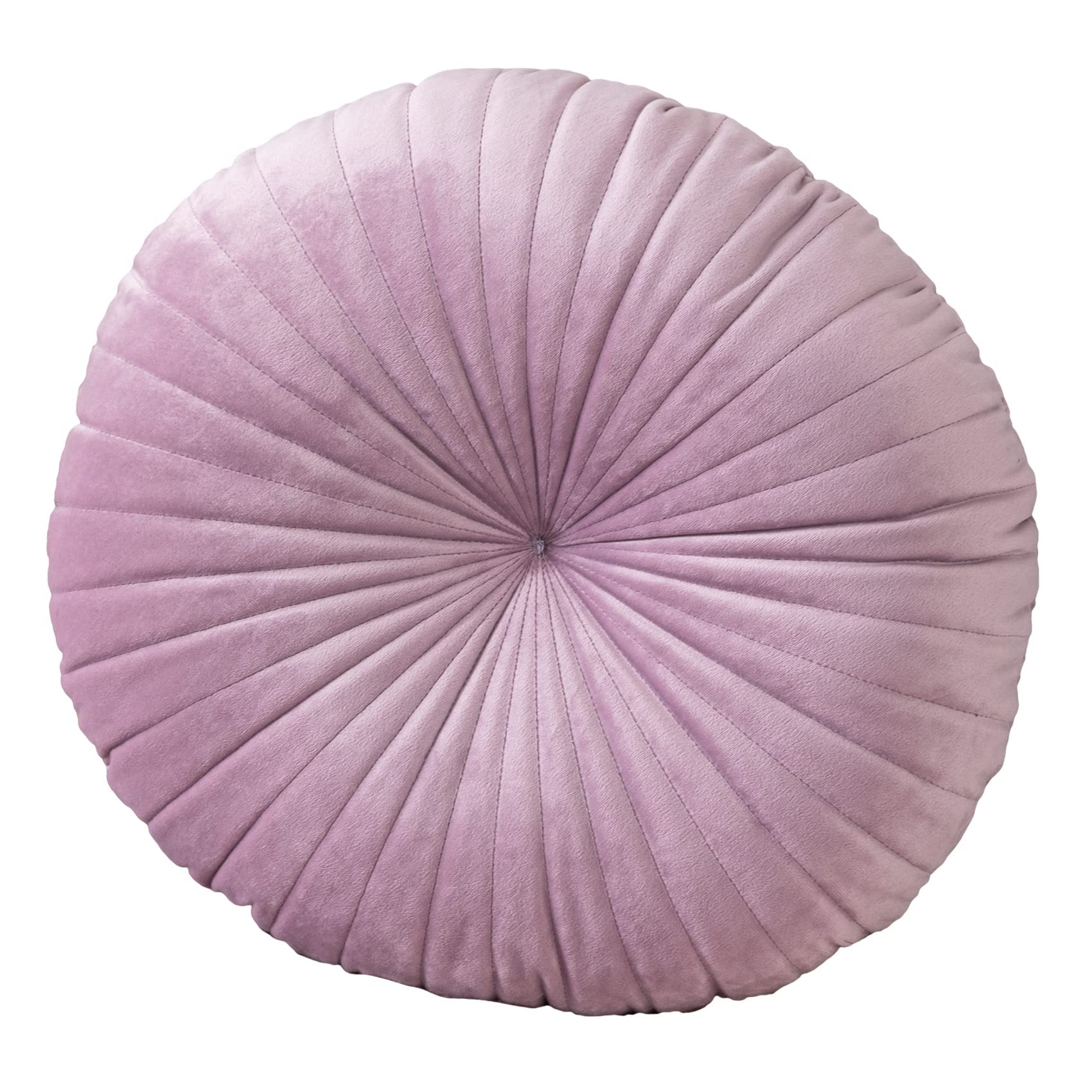 HLOVME Round Pillow Cushion for Couch Velvet Decorative Small Throw Pillow Solid Color for Living Room Bed Floor 13.7”, Green