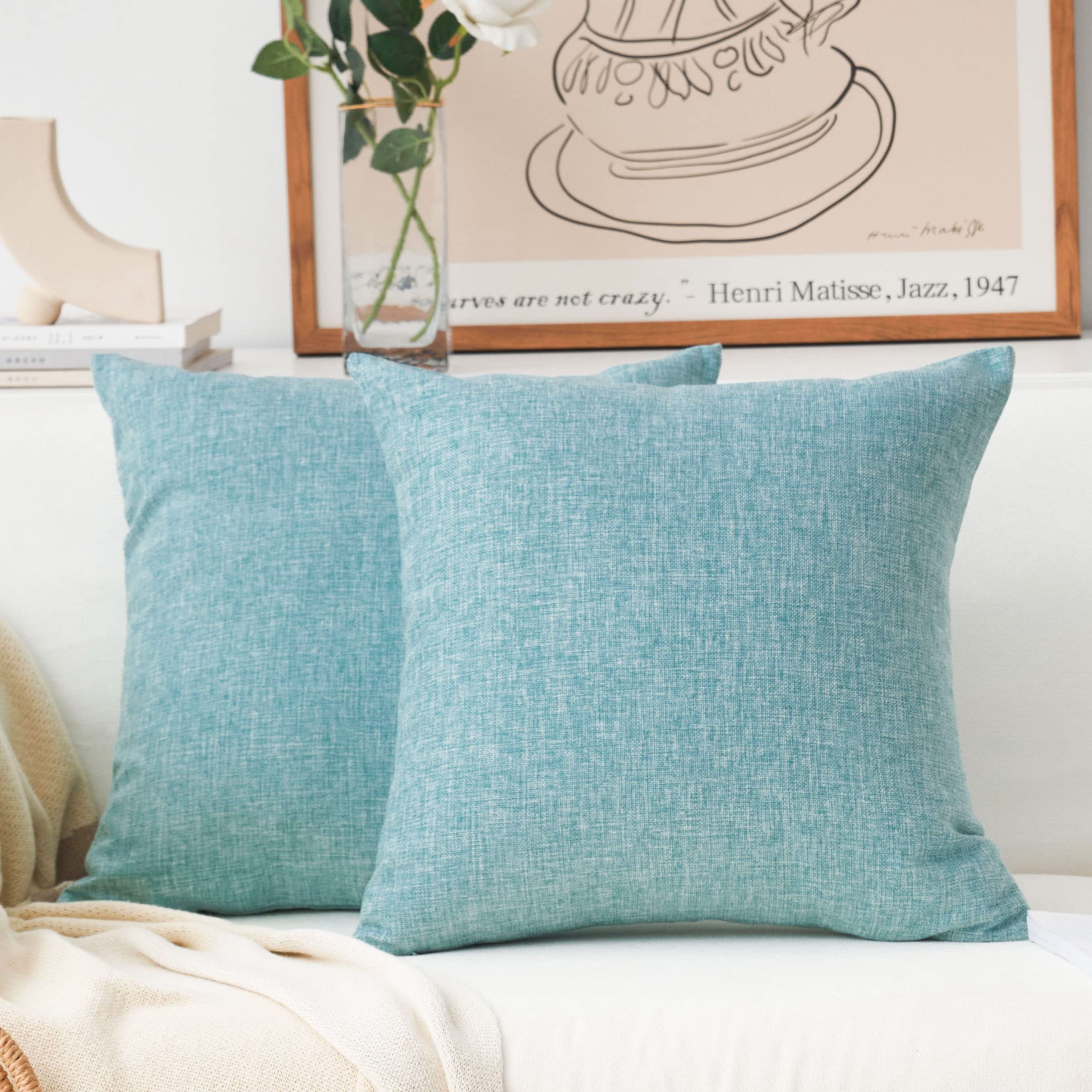 Home Brilliant Linen Pillow Covers 20x20 Textured Linen Pillow Case Cushion Covers for Sofa, 20 Inch, Set of 2, 50x50 cm, Natural Linen