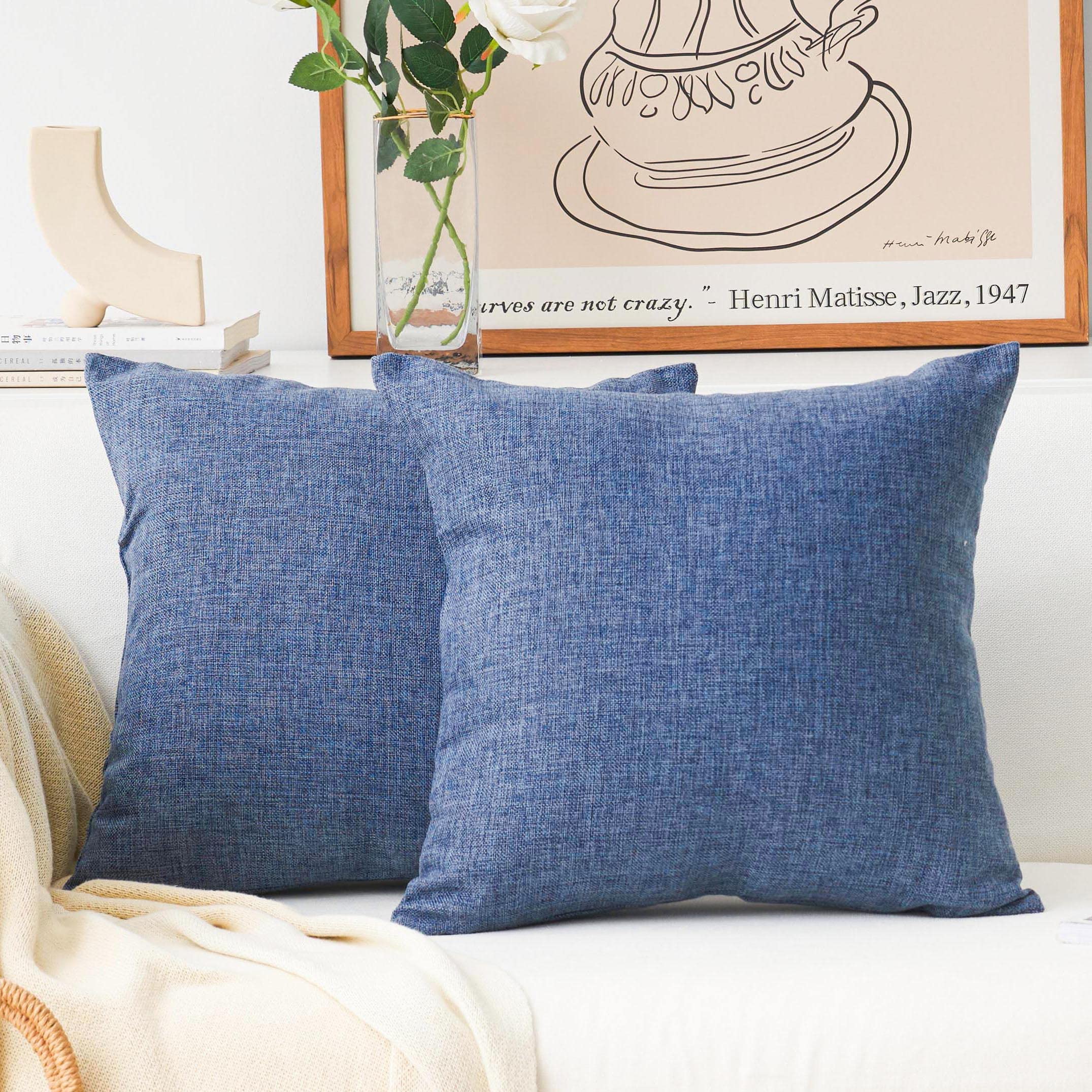 Home Brilliant Linen Pillow Covers 20x20 Textured Linen Pillow Case Cushion Covers for Sofa, 20 Inch, Set of 2, 50x50 cm, Natural Linen