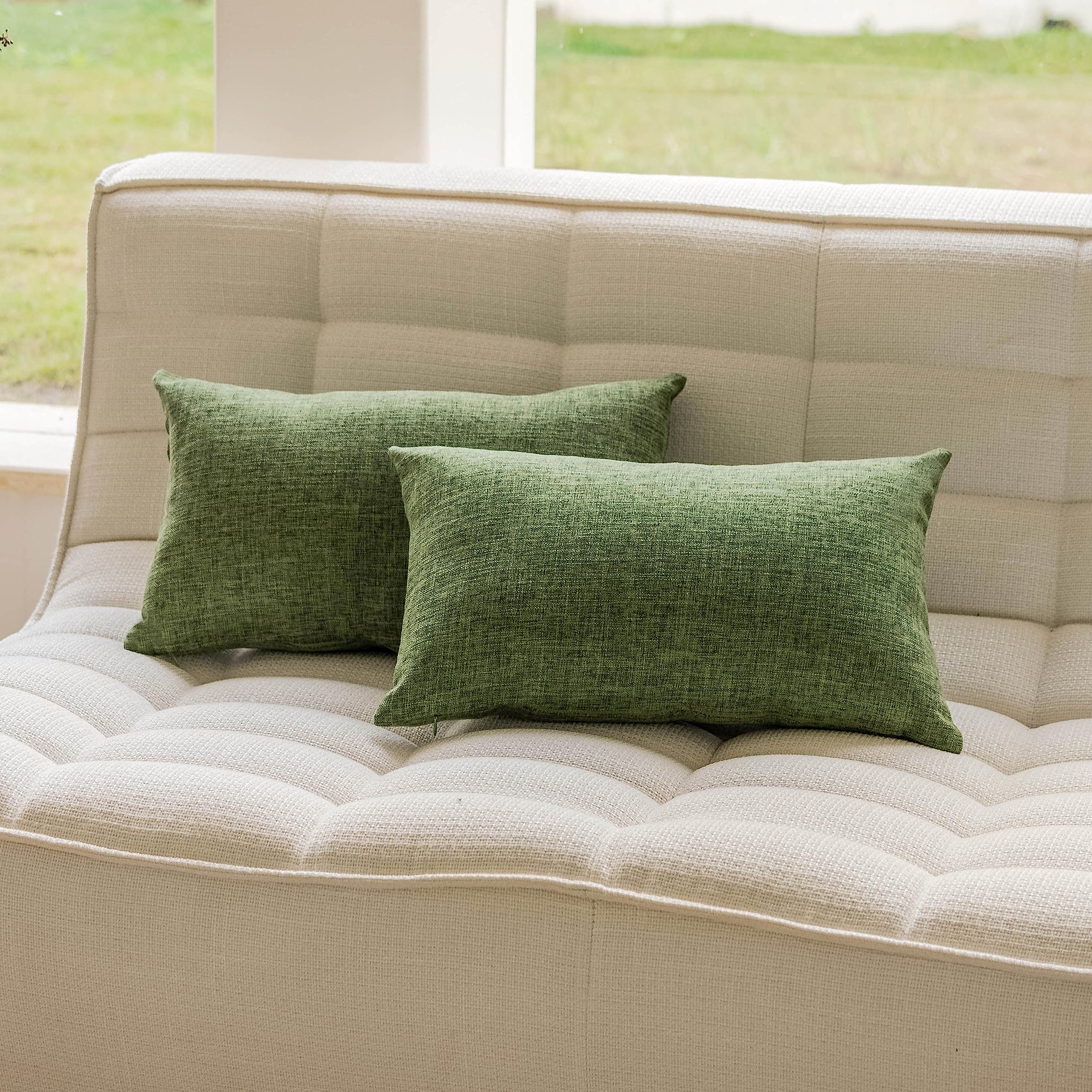 Home Brilliant Linen Pillow Covers 20x20 Textured Linen Pillow Case Cushion Covers for Sofa, 20 Inch, Set of 2, 50x50 cm, Natural Linen