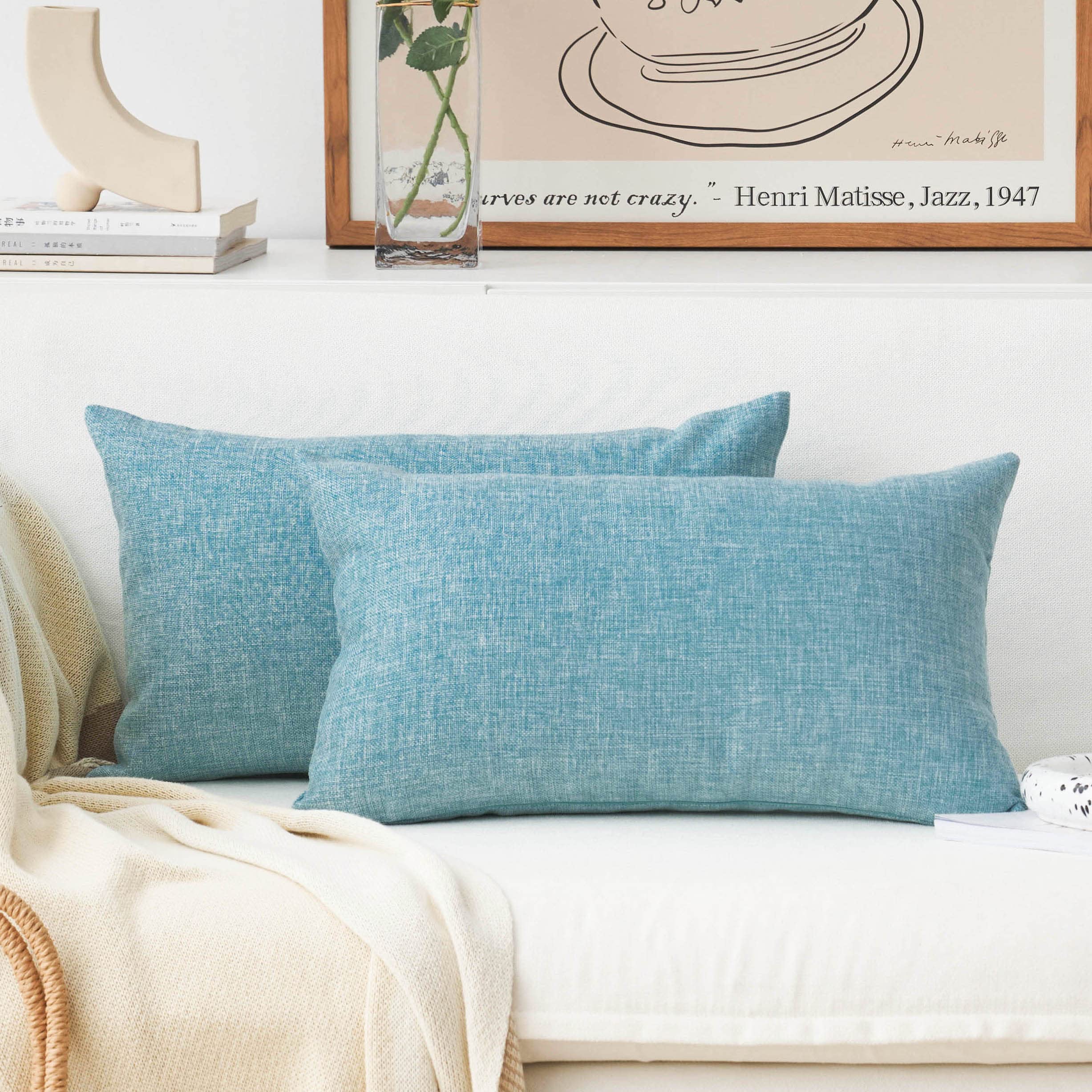 Home Brilliant Linen Pillow Covers 20x20 Textured Linen Pillow Case Cushion Covers for Sofa, 20 Inch, Set of 2, 50x50 cm, Natural Linen
