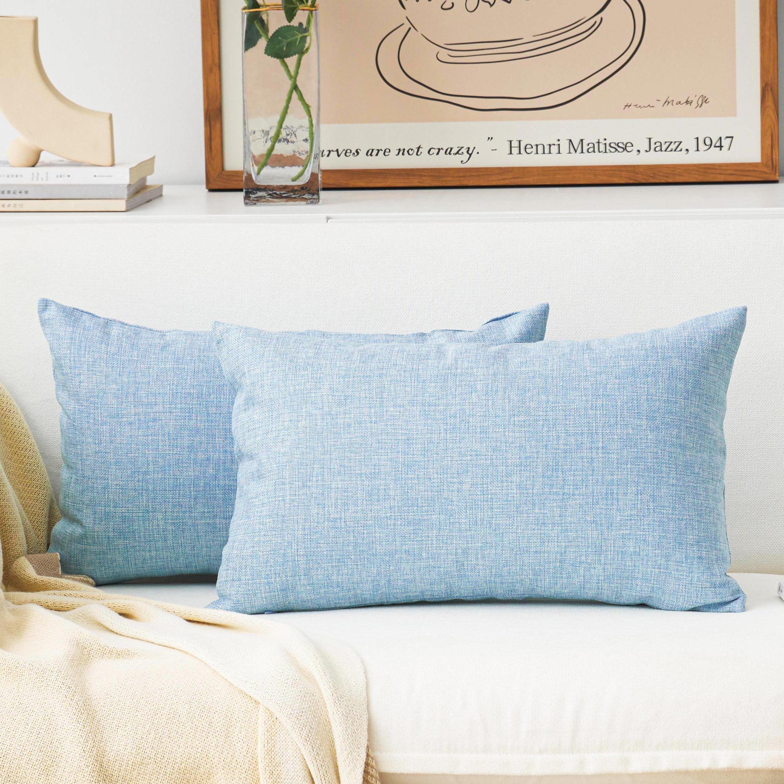 Home Brilliant Linen Pillow Covers 20x20 Textured Linen Pillow Case Cushion Covers for Sofa, 20 Inch, Set of 2, 50x50 cm, Natural Linen