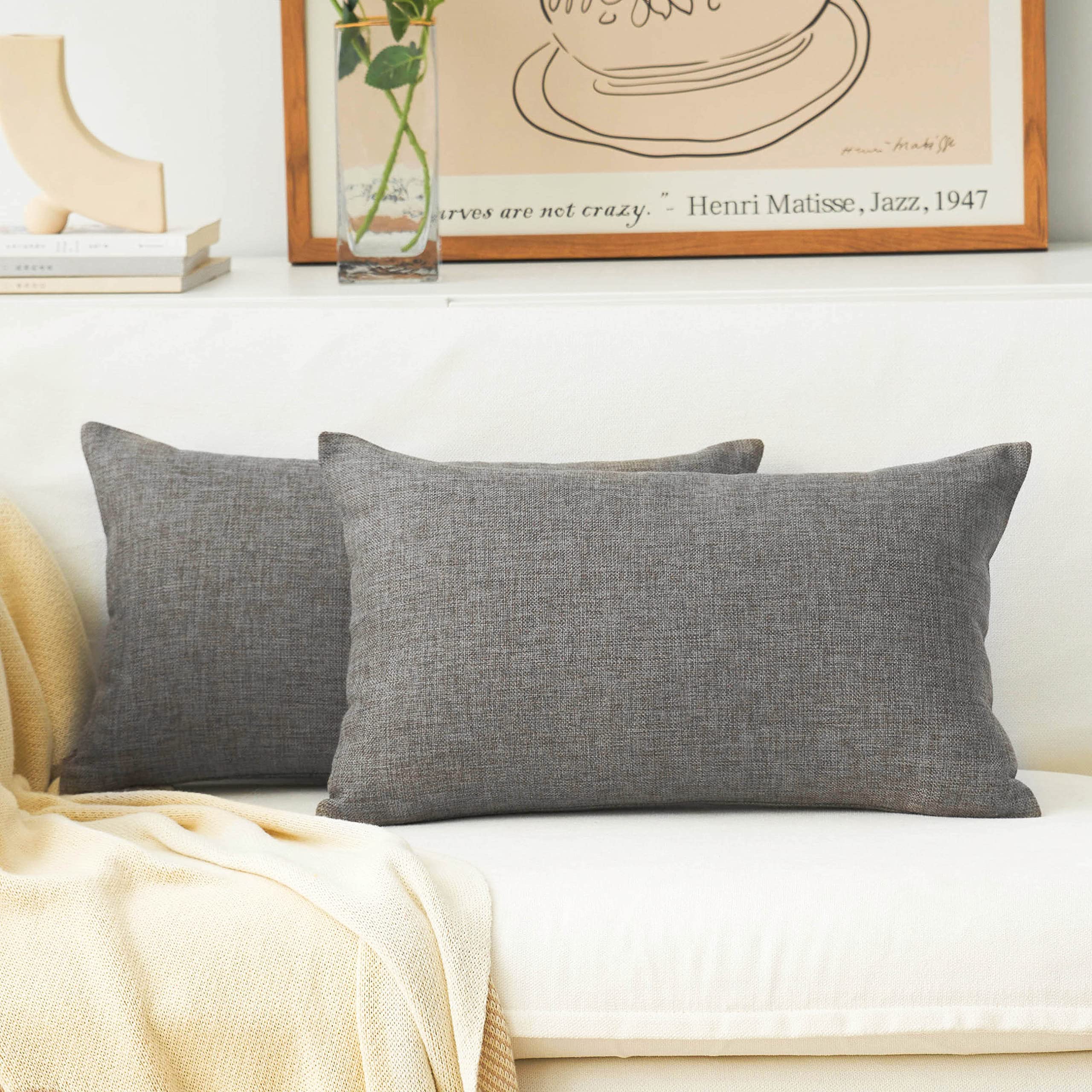 Home Brilliant Linen Pillow Covers 20x20 Textured Linen Pillow Case Cushion Covers for Sofa, 20 Inch, Set of 2, 50x50 cm, Natural Linen