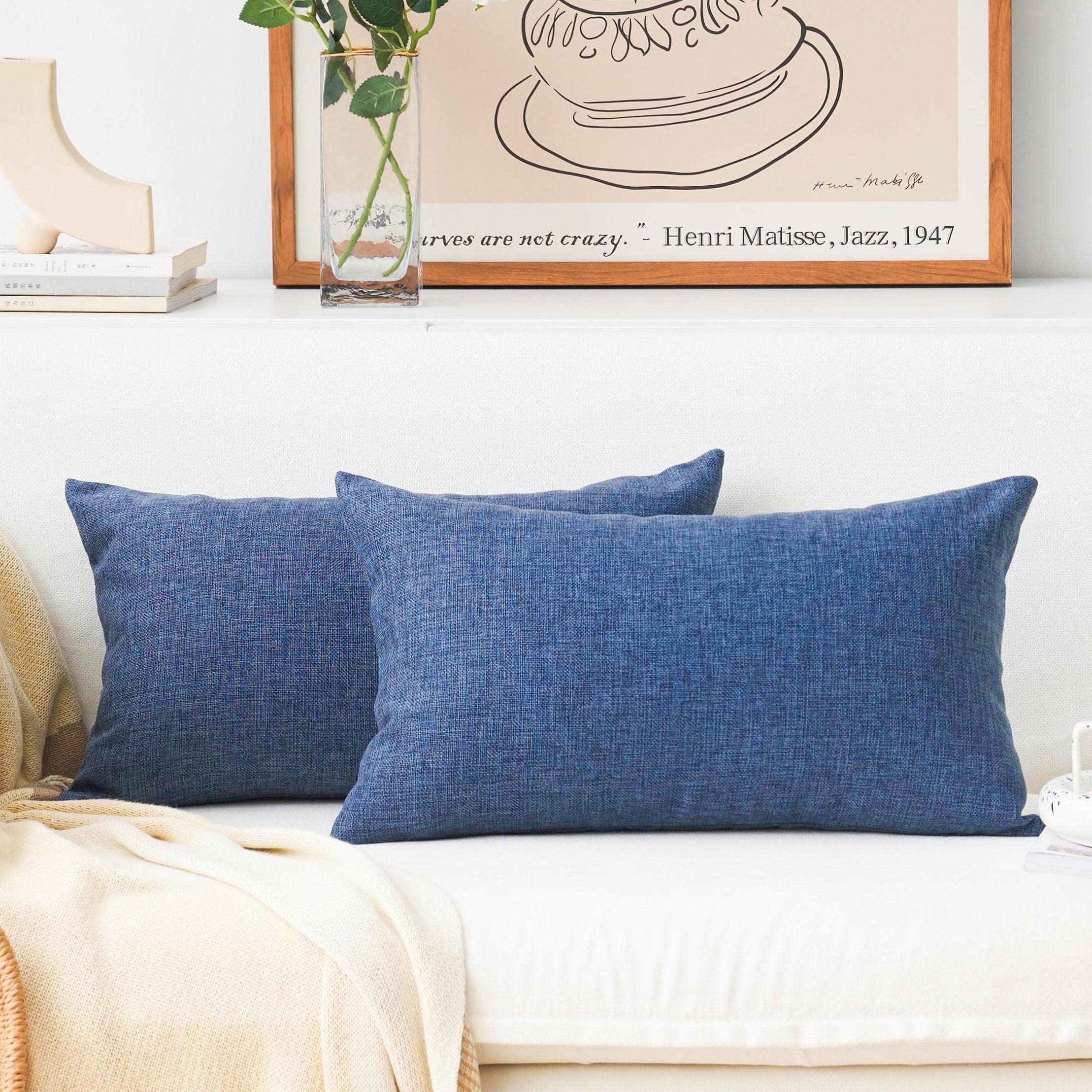 Home Brilliant Linen Pillow Covers 20x20 Textured Linen Pillow Case Cushion Covers for Sofa, 20 Inch, Set of 2, 50x50 cm, Natural Linen
