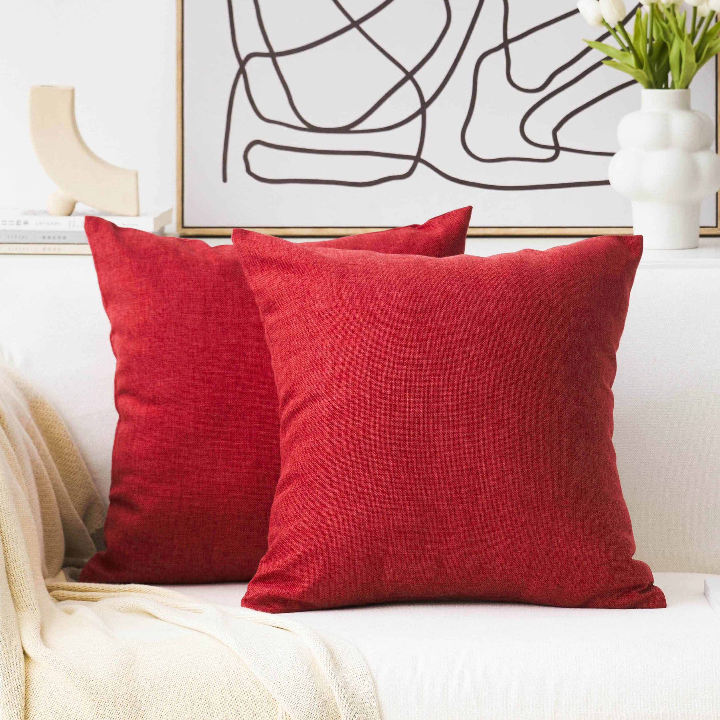 Home Brilliant Linen Pillow Covers 20x20 Textured Linen Pillow Case Cushion Covers for Sofa, 20 Inch, Set of 2, 50x50 cm, Natural Linen