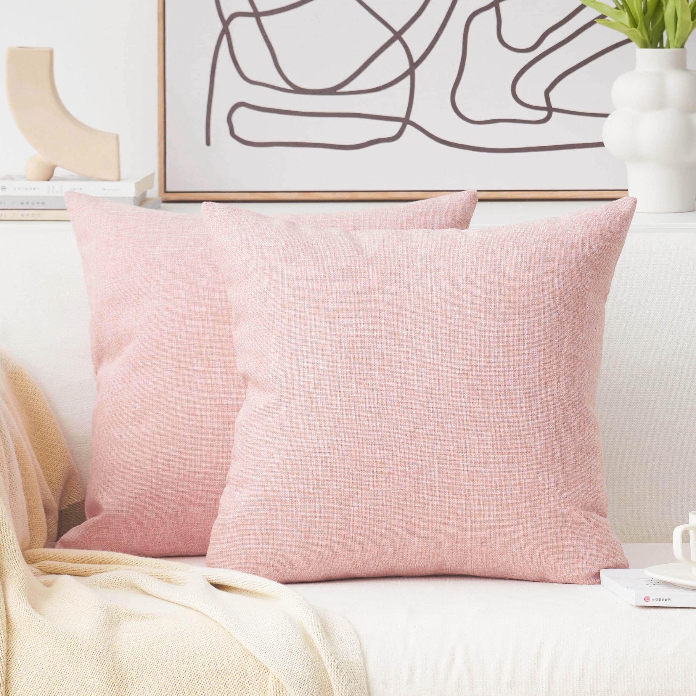 Home Brilliant Linen Pillow Covers 20x20 Textured Linen Pillow Case Cushion Covers for Sofa, 20 Inch, Set of 2, 50x50 cm, Natural Linen