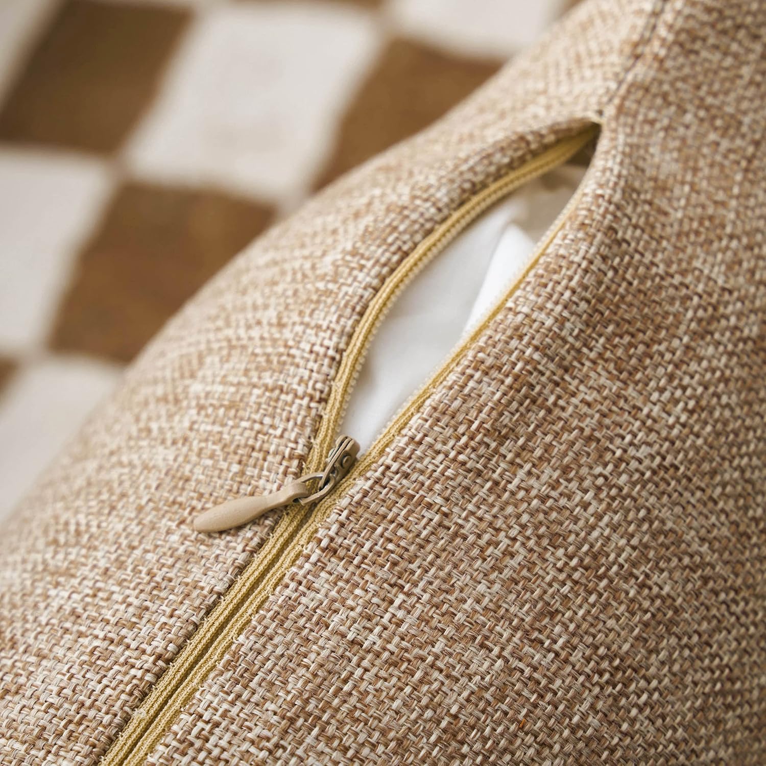 Home Brilliant Linen Pillow Covers 20x20 Textured Linen Pillow Case Cushion Covers for Sofa, 20 Inch, Set of 2, 50x50 cm, Natural Linen