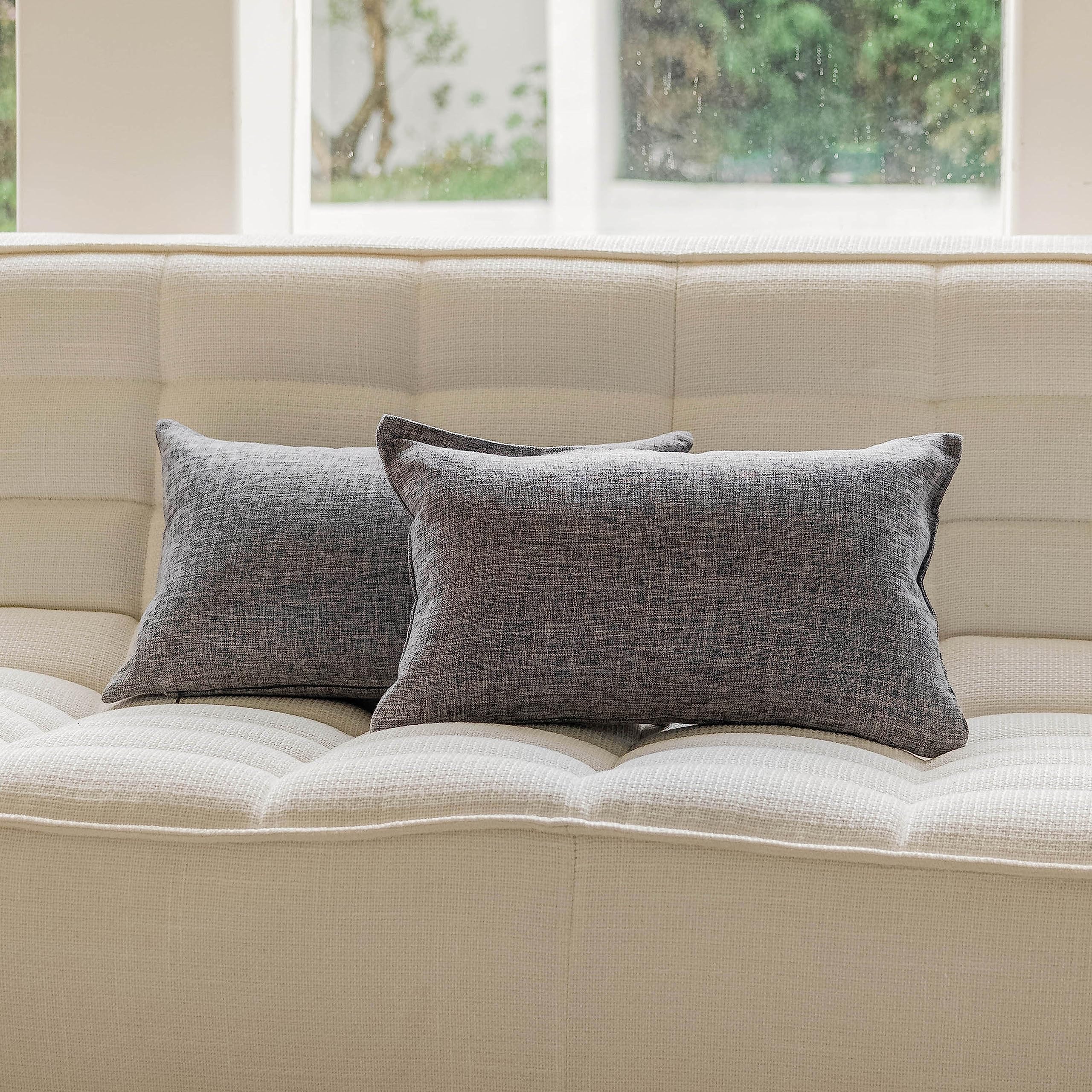 Home Brilliant Linen Pillow Covers 20x20 Textured Linen Pillow Case Cushion Covers for Sofa, 20 Inch, Set of 2, 50x50 cm, Natural Linen